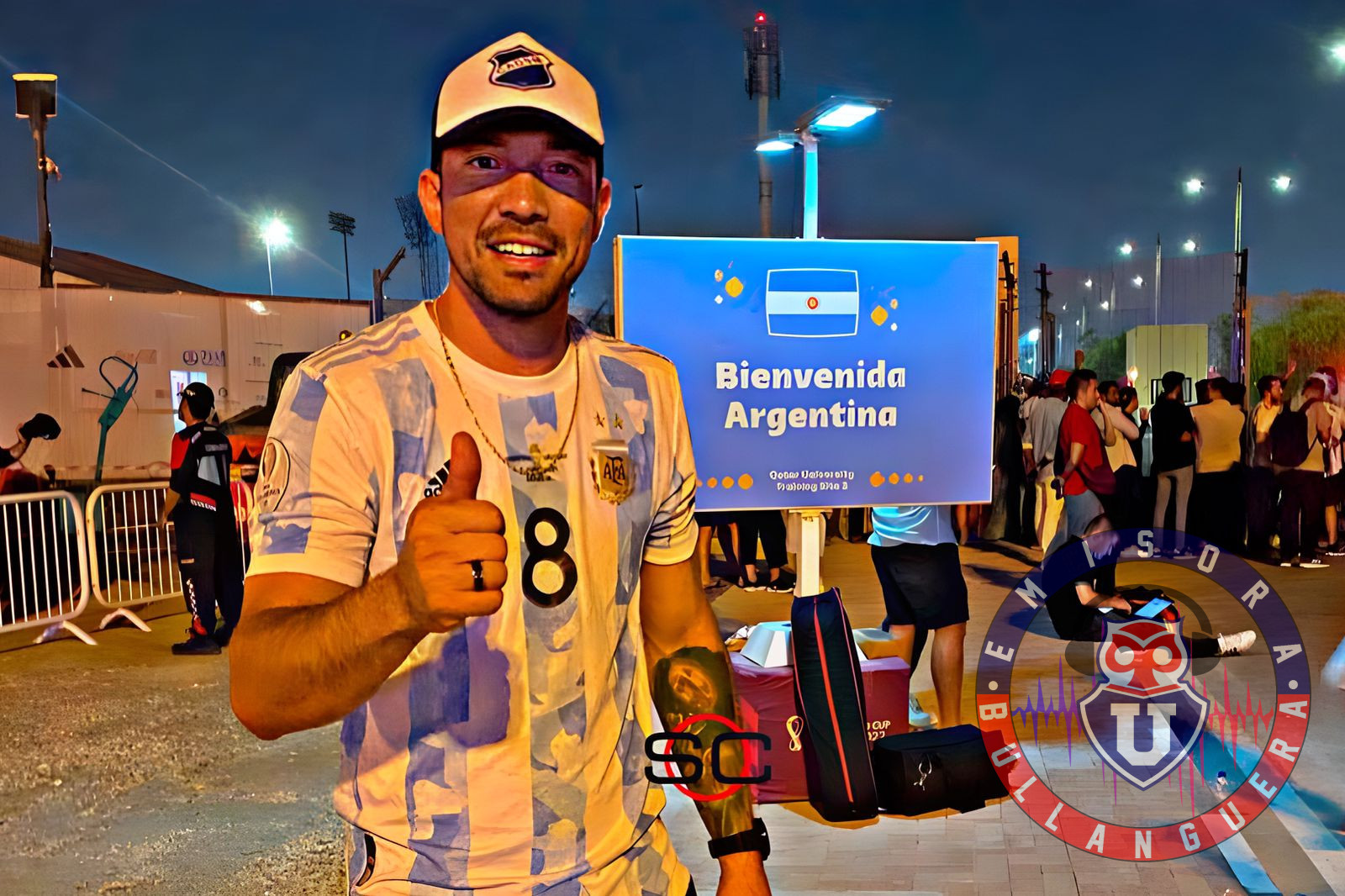 En la Scaloneta: Sergio Vittor fue sorprendido en Qatar esperando a la Selección Argentina de Lionel Messi